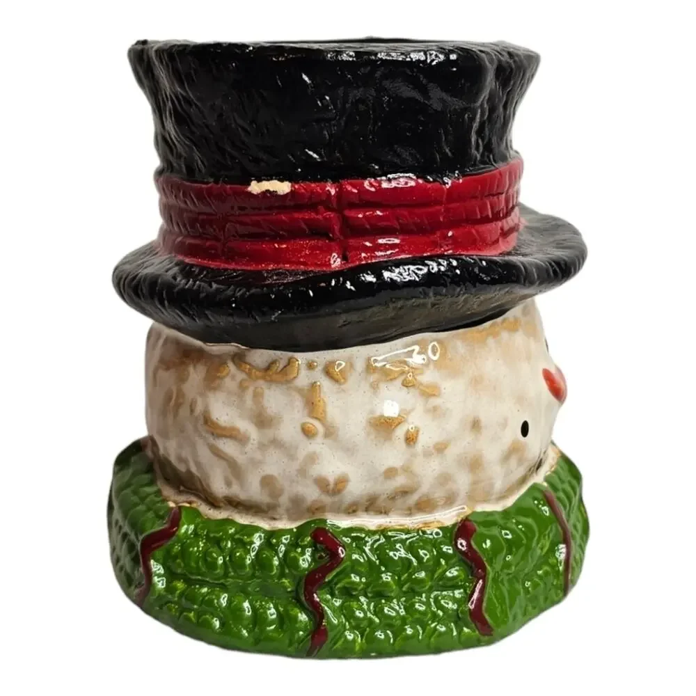 Yankee Candle Ceramic Stoneware Snowman w/ Top Hat Tealight Votive Holder 2012